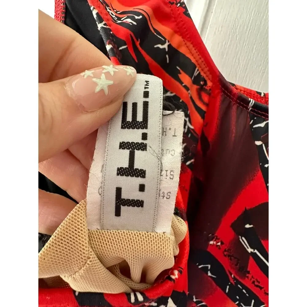T.H.E. Swimwear Red & Coral Padded Tankini Top with Tie Hem Women's Size 22W